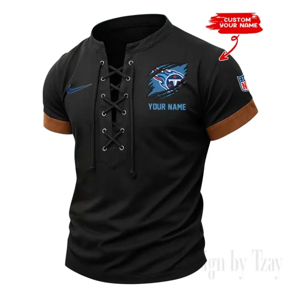 Tennessee Titans Men Casual Lace-up Short Sleeve T-shirt New Design 2025 SPTMLUSTS159