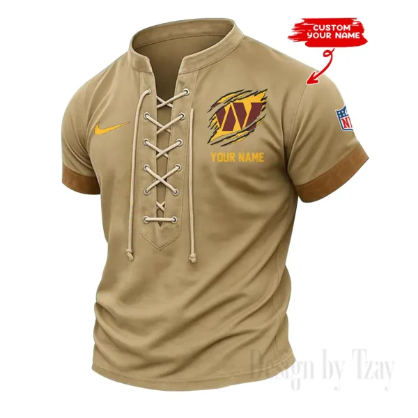 Washington Commanders Men Casual Lace-up Short Sleeve T-shirt New Design 2025 SPTMLUSTS160 - Image 3