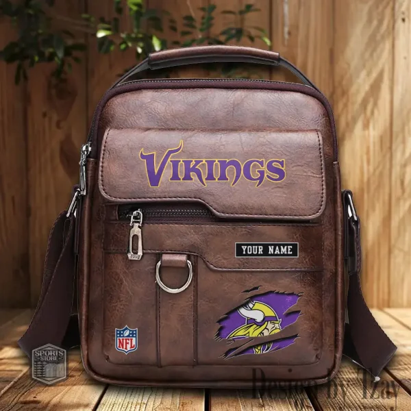 Minnesota Vikings Leather Basic Balo New Design 2025 SPTBALO021 - Image 2