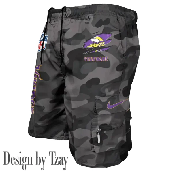Minnesota Vikings Pocket Pants Military Style Tactical Shorts New 2025 AZMSHORT160 - Image 3