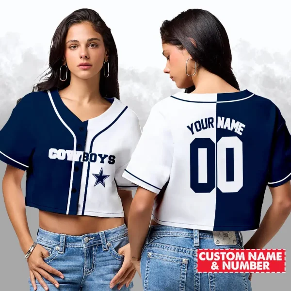 Dallas Cowboys NFL Woman Croptop Baseball Jersey 98CRTBJS154