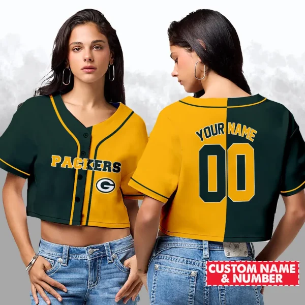 Green Bay Packers NFL Woman Croptop Baseball Jersey 98CRTBJS155