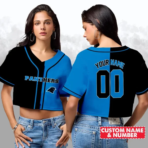 Carolina Panthers NFL Woman Croptop Baseball Jersey 98CRTBJS157