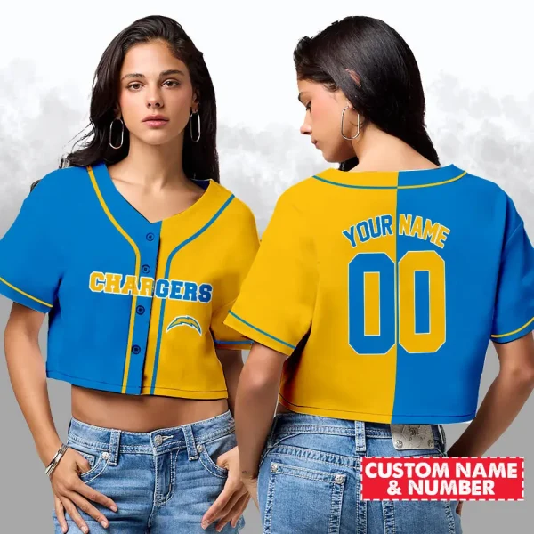 Los Angeles Chargers NFL Woman Croptop Baseball Jersey 98CRTBJS158