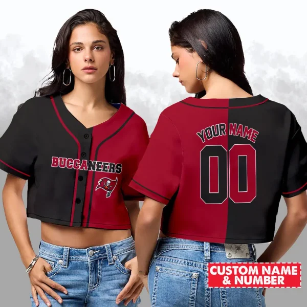 Tampa Bay Buccaneers NFL Woman Croptop Baseball Jersey 98CRTBJS159