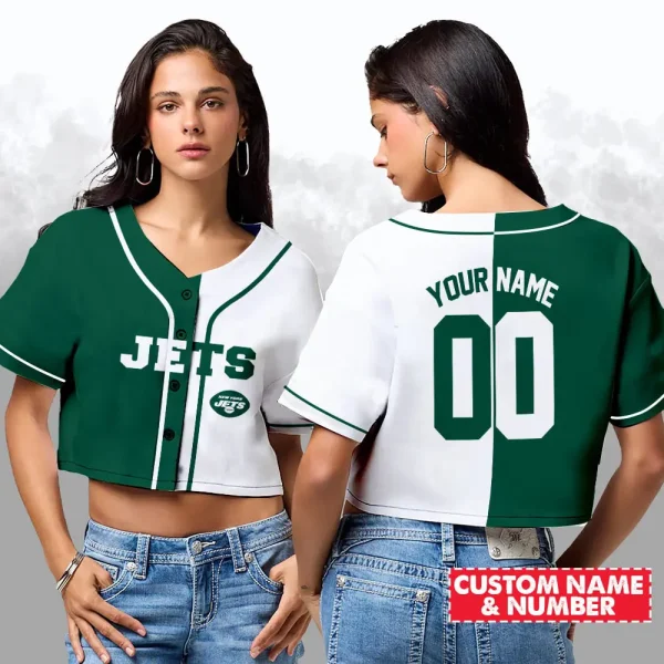 New York Jets NFL Woman Croptop Baseball Jersey 98CRTBJS160