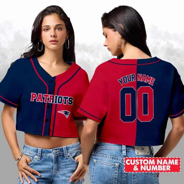 New England Patriots NFL Woman Croptop Baseball Jersey 98CRTBJS162