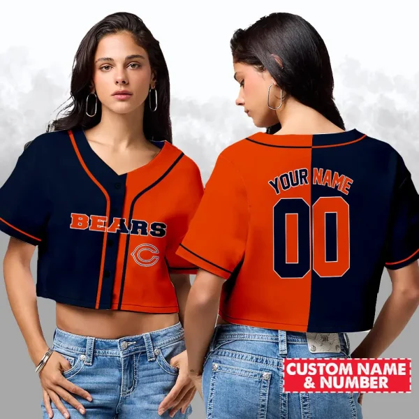 Chicago Bears NFL Woman Croptop Baseball Jersey 98CRTBJS164