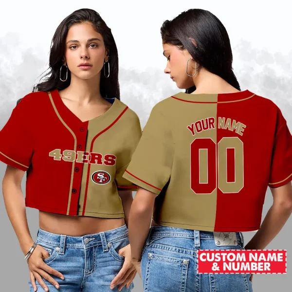 San Francisco 49ers NFL Woman Croptop Baseball Jersey 98CRTBJS166