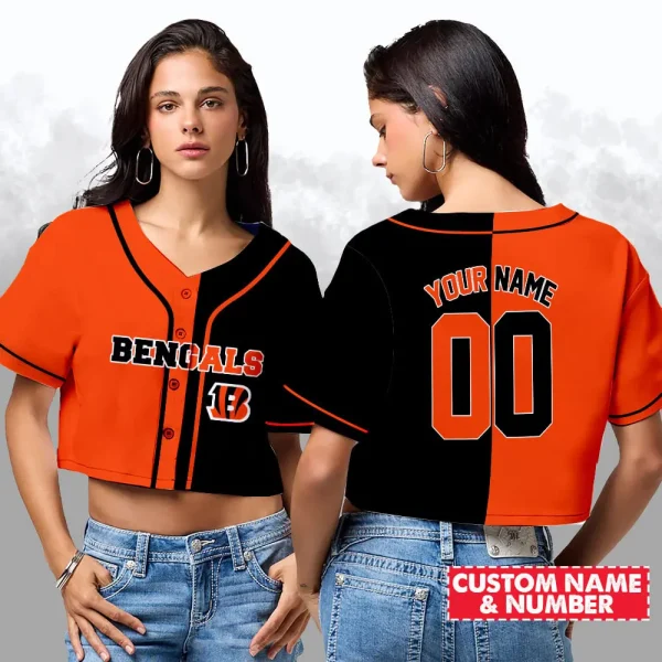Cincinnati Bengals NFL Woman Croptop Baseball Jersey 98CRTBJS167