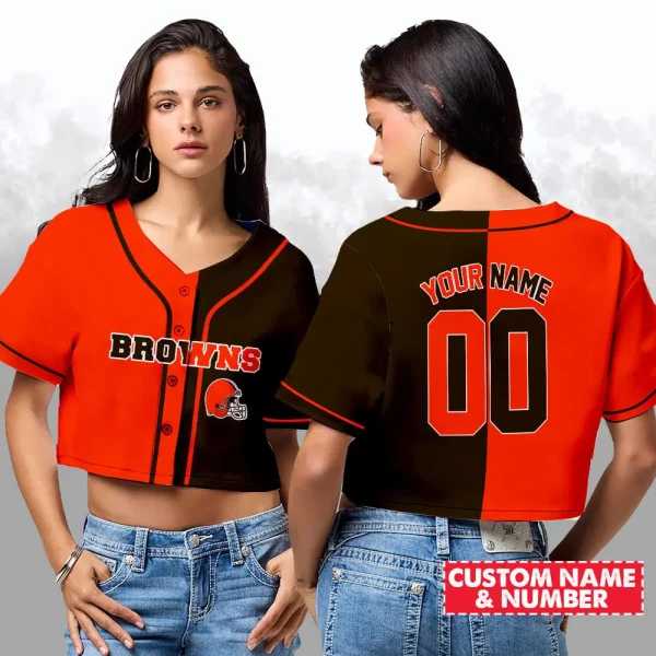 Cleveland Browns NFL Woman Croptop Baseball Jersey 98CRTBJS170