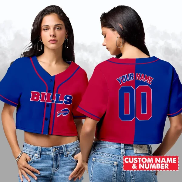 Buffalo Bills NFL Woman Croptop Baseball Jersey 98CRTBJS171