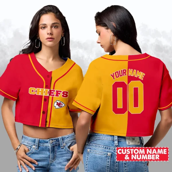 Kansas City Chiefs NFL Woman Croptop Baseball Jersey 98CRTBJS173