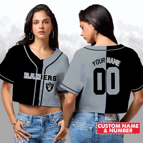Las Vegas Raiders NFL Woman Croptop Baseball Jersey 98CRTBJS174