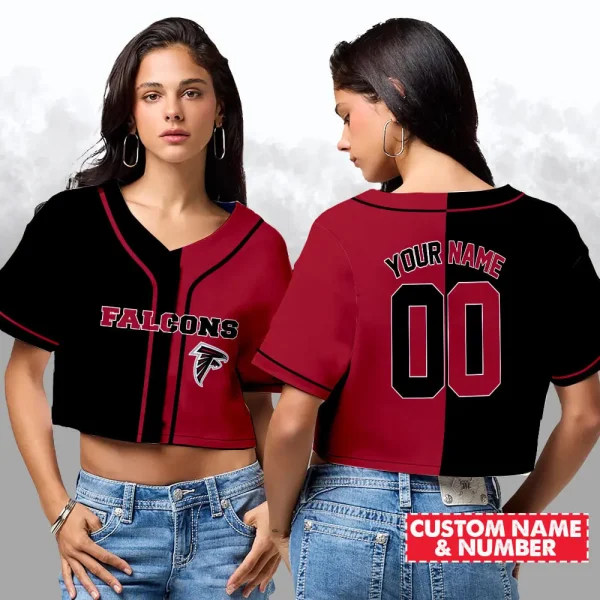 Atlanta Falcons NFL Woman Croptop Baseball Jersey 98CRTBJS175