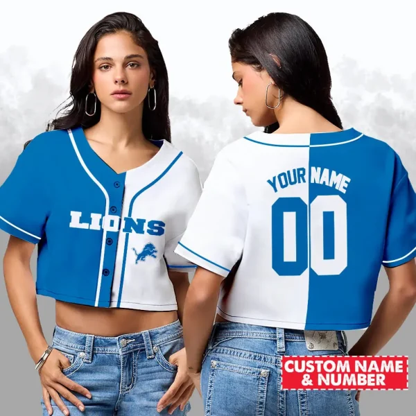 Detroit Lions NFL Woman Croptop Baseball Jersey 98CRTBJS176