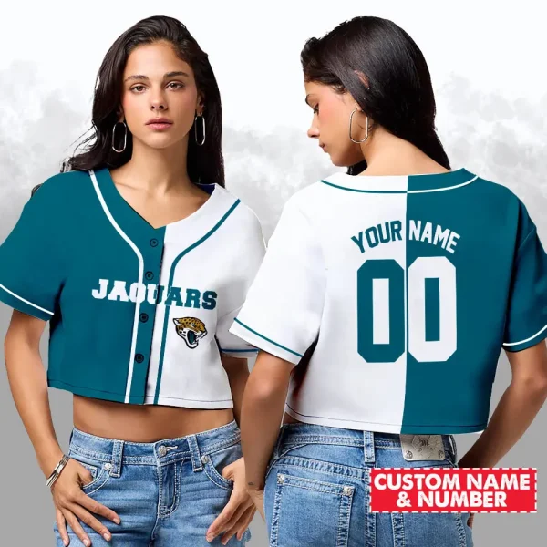 Jacksonville Jaguars NFL Woman Croptop Baseball Jersey 98CRTBJS178