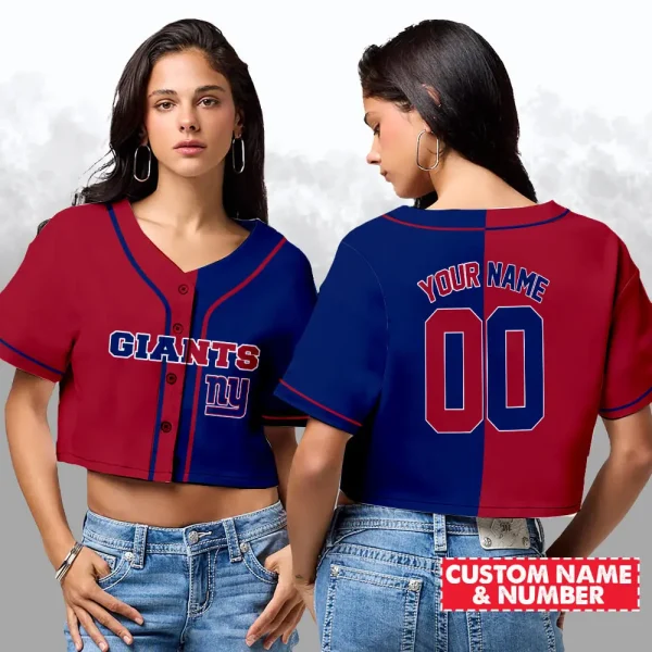 New York Giants NFL Woman Croptop Baseball Jersey 98CRTBJS179