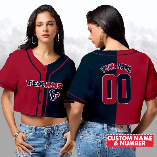 Houston Texans NFL Woman Croptop Baseball Jersey 98CRTBJS182