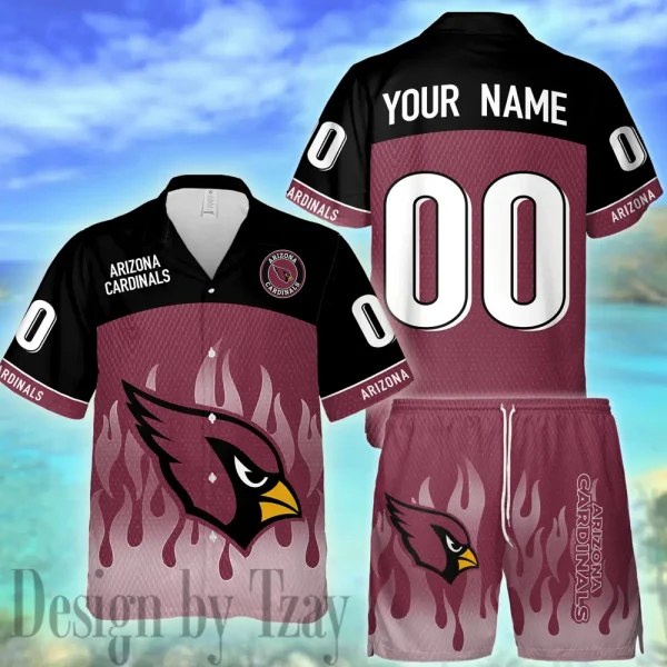 Arizona Cardinals Casual Men's Hawaiian Shirt And Shorts 3D Printed New AZHWS1153
