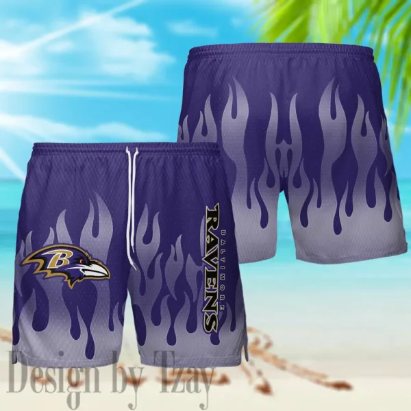 Baltimore Ravens Casual Men's Hawaiian Shirt And Shorts 3D Printed New AZHWS1155 - Image 3
