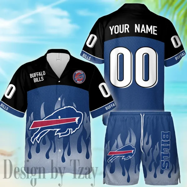 Buffalo Bills Casual Men's Hawaiian Shirt And Shorts 3D Printed New AZHWS1156