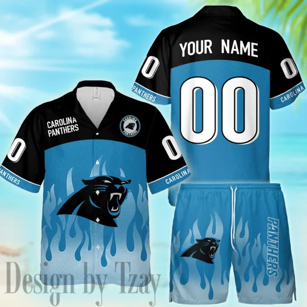Carolina Panthers Casual Men's Hawaiian Shirt And Shorts 3D Printed New AZHWS1157