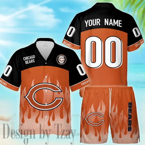Chicago Bears Casual Men's Hawaiian Shirt And Shorts 3D Printed New AZHWS1158