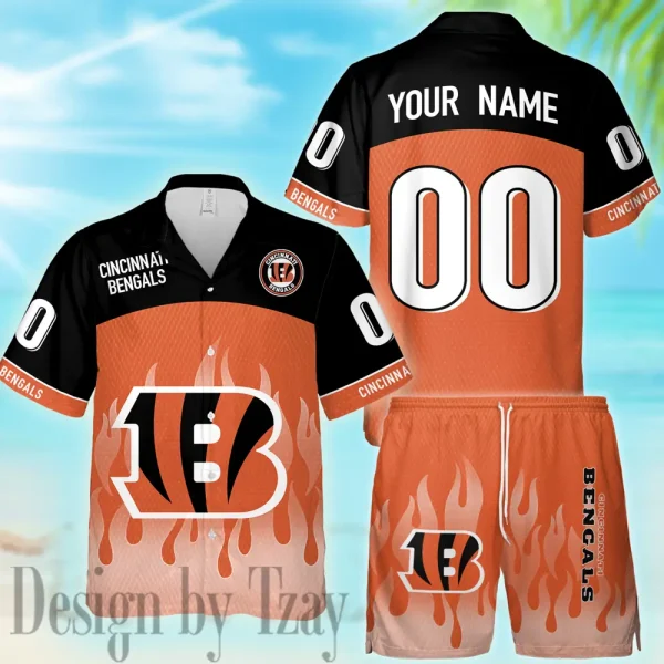 Cincinnati Bengals Casual Men's Hawaiian Shirt And Shorts 3D Printed New AZHWS1159