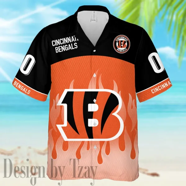 Cincinnati Bengals Casual Men's Hawaiian Shirt And Shorts 3D Printed New AZHWS1159 - Image 2
