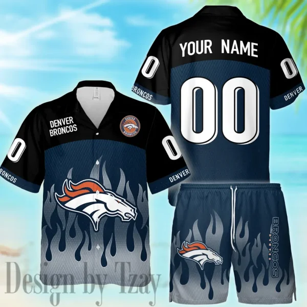 Denver Broncos Casual Men's Hawaiian Shirt And Shorts 3D Printed New AZHWS1162