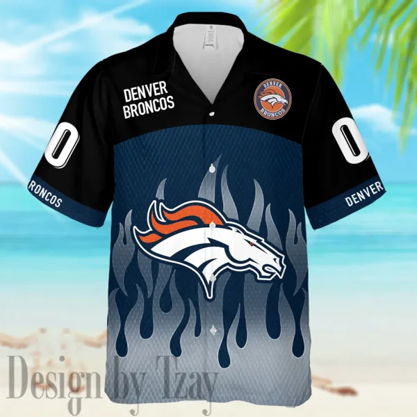 Denver Broncos Casual Men's Hawaiian Shirt And Shorts 3D Printed New AZHWS1162 - Image 2