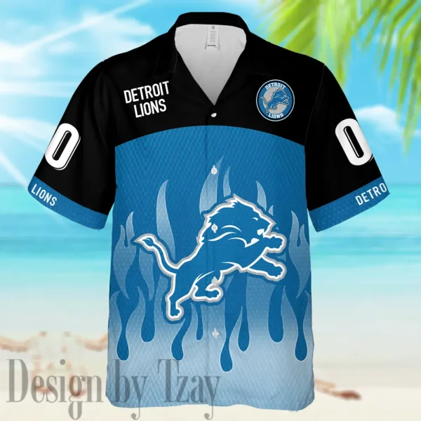 Detroit Lions Casual Men's Hawaiian Shirt And Shorts 3D Printed New AZHWS1163 - Image 2