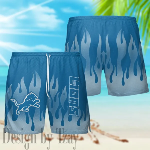 Detroit Lions Casual Men's Hawaiian Shirt And Shorts 3D Printed New AZHWS1163 - Image 3