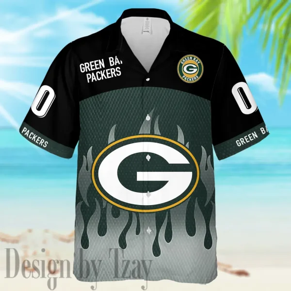 Green Bay Packers Casual Men's Hawaiian Shirt And Shorts 3D Printed New AZHWS1164 - Image 2
