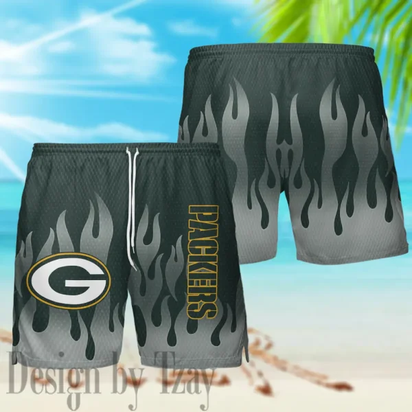 Green Bay Packers Casual Men's Hawaiian Shirt And Shorts 3D Printed New AZHWS1164 - Image 3