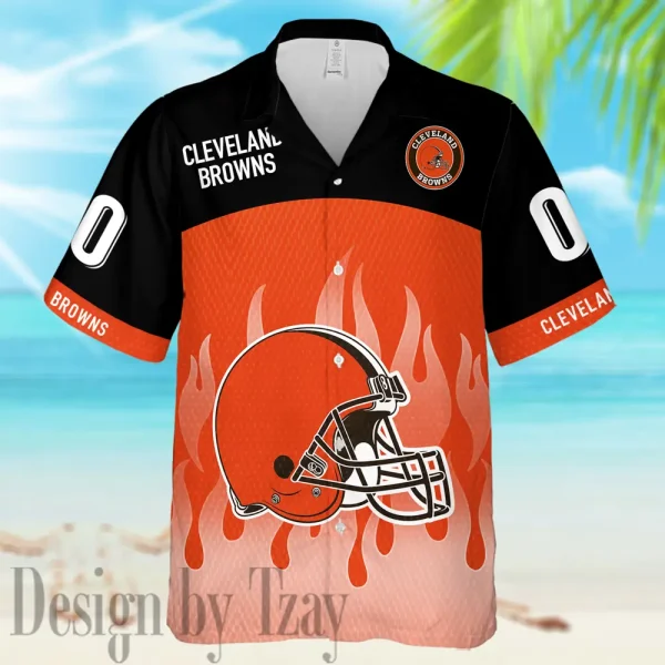 Cleveland Browns Casual Men's Hawaiian Shirt And Shorts 3D Printed New AZHWS1160 - Image 3