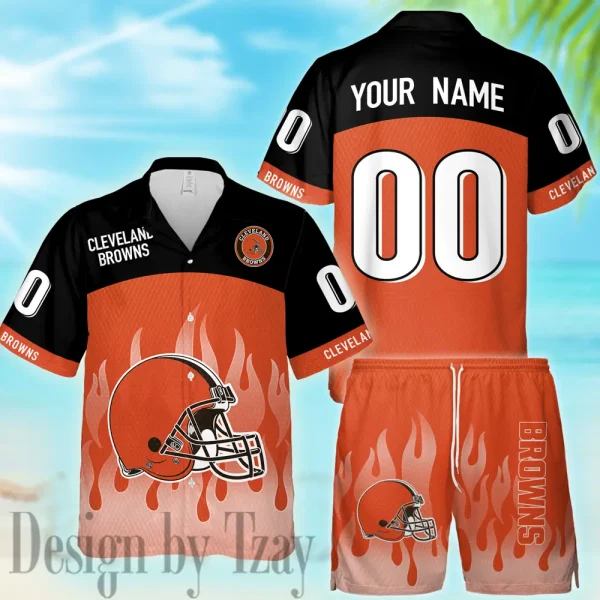 Cleveland Browns Casual Men's Hawaiian Shirt And Shorts 3D Printed New AZHWS1160