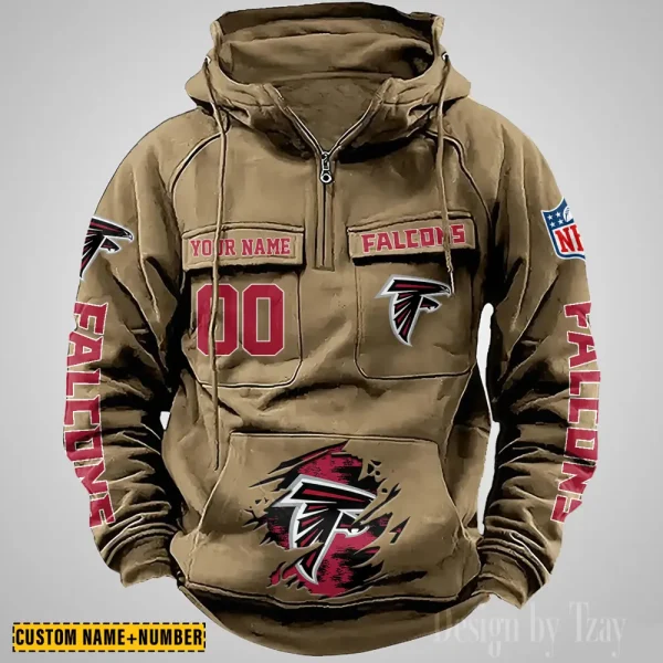 Atlanta Falcons NFL Multi Pocket Zipper Retro Hoodie AZVMHD831 - Image 2