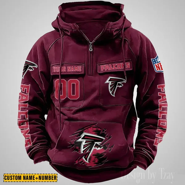 Atlanta Falcons NFL Multi Pocket Zipper Retro Hoodie AZVMHD831 - Image 3
