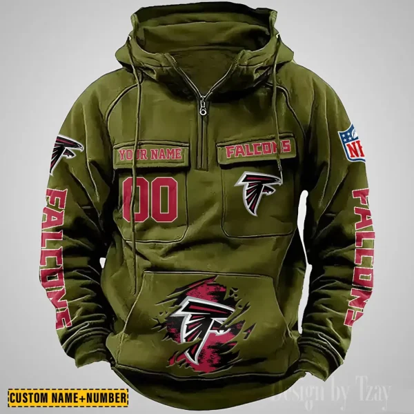 Atlanta Falcons NFL Multi Pocket Zipper Retro Hoodie AZVMHD831 - Image 4