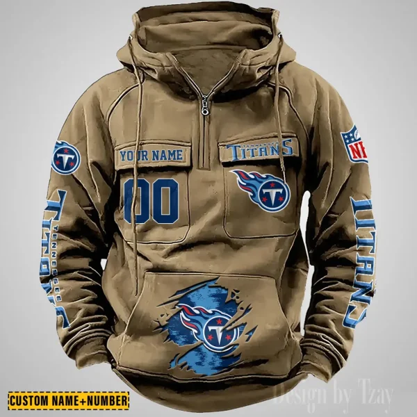 Tennessee Titans NFL Multi Pocket Zipper Retro Hoodie AZVMHD841