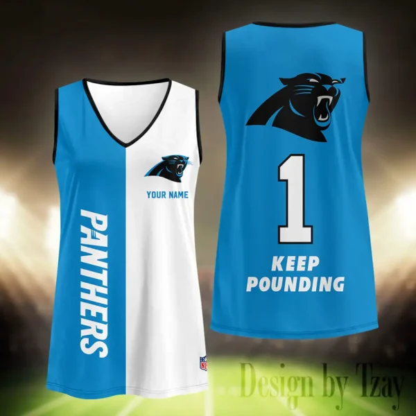 Carolina Panthers Summer Casual Women's Tank Vest Sleeveless SPTVNECKWVTS403