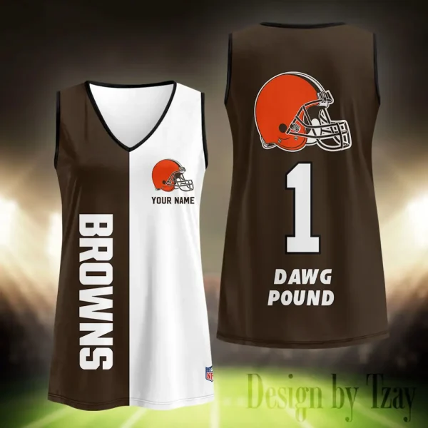 Cleveland Browns Summer Casual Women's Tank Vest Sleeveless SPTVNECKWVTS406