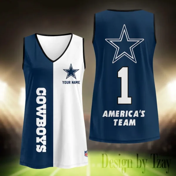 Dallas Cowboys Summer Casual Women's Tank Vest Sleeveless SPTVNECKWVTS407