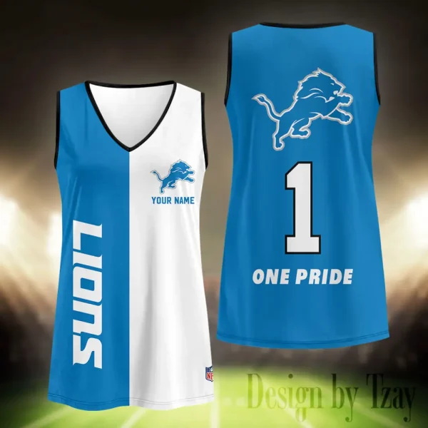 Detroit Lions Summer Casual Women's Tank Vest Sleeveless SPTVNECKWVTS409