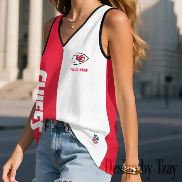 Kansas City Chiefs Summer Casual Women's Tank Vest Sleeveless SPTVNECKWVTS414