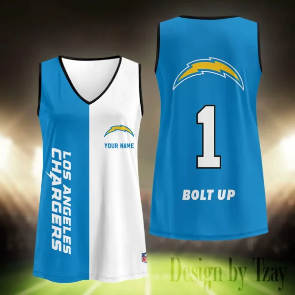 Los Angeles Chargers Summer Casual Women's Tank Vest Sleeveless SPTVNECKWVTS416 - Image 2