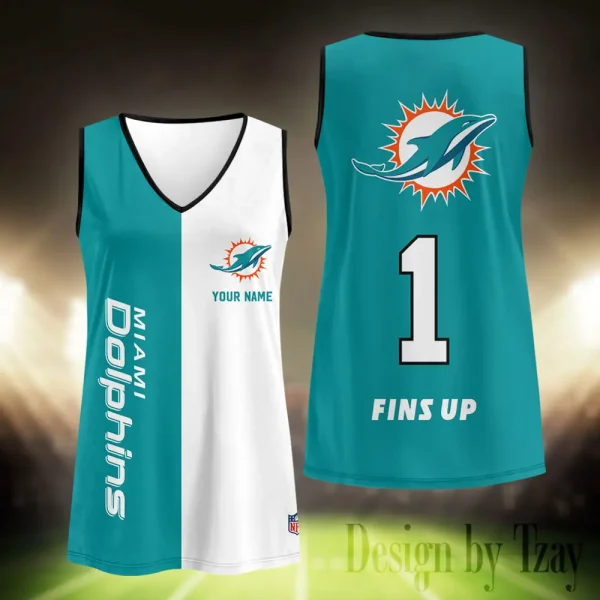 Miami Dolphins Summer Casual Women's Tank Vest Sleeveless SPTVNECKWVTS418 - Image 2