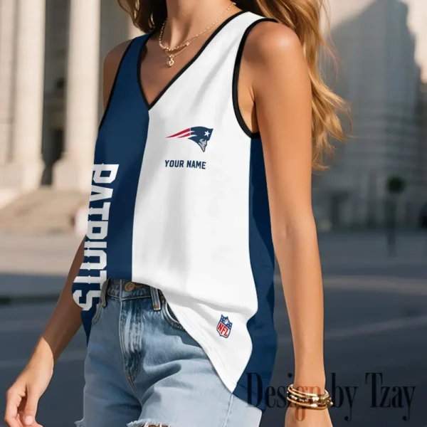 New England Patriots Summer Casual Women's Tank Vest Sleeveless SPTVNECKWVTS420
